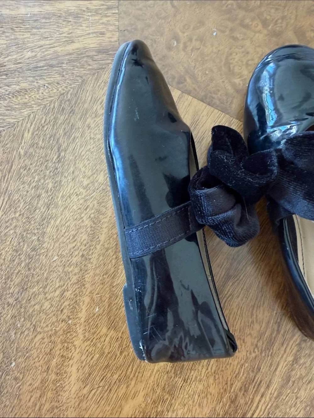 H&M size 27 Patent Black Velvet Bow Flats